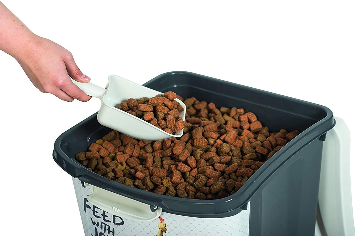 Kingfisher Pet Care Cubo con tapa para almacenar comida de perros hasta 15,5 kg,  cierre hermético de goma color negro y verde 