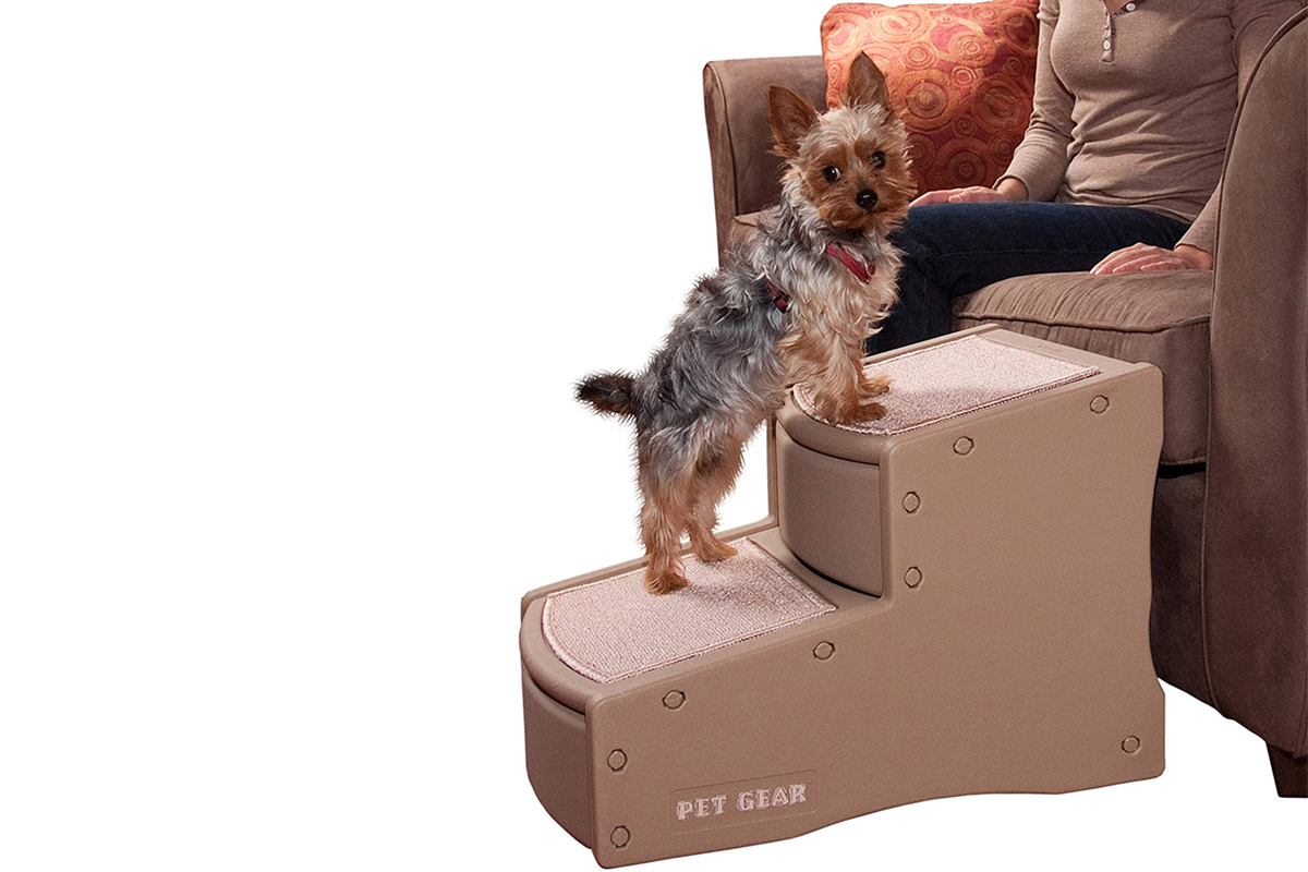 Rampe D'escalier 2 Marches Pour Petits Chiens Et Chats - Beige - Échelle Pour Canapé-lit - Échelle Antidérapante En Mousse Avec Housse En Peluche Amovible Et Lavable